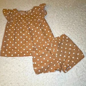 Girls 2 piece short set with ruffle capped sleeves